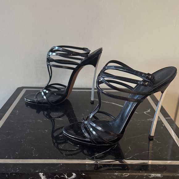 Casadei Shoes - Casadei Blade Black Strappy Heels 9